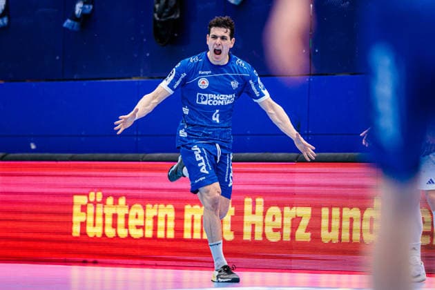 Samuel Zehnder (TBV Lemgo Lippe, 04) jubelt nach Torerfolg Tor GER, TBV Lemgo Lippe vs. Handball Verein Hamburg, Handball, 1. Bundesliga, 23. Spieltag, Spielzeit 2025 2026, 26.02.2026 GER, TBV Lemgo Lippe vs. Handball Sport Verein Hamburg, Handball, 1. Bundesliga, 23. Spieltag, Spielzeit 2025 2026, 26.02.2026 Lemgo Copyright: xEibner-Pressefoto JanxRollingerx EP_JSK