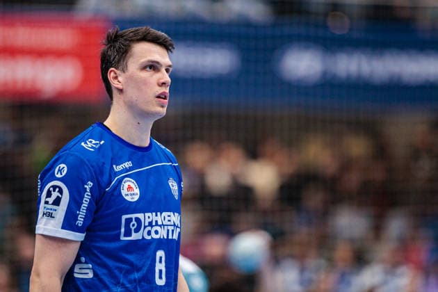 Frederik Simak (TBV Lemgo Lippe, 08) GER, TBV Lemgo Lippe vs. Handball Verein Hamburg, Handball, 1. Bundesliga, 23. Spieltag, Spielzeit 2025 2026, 26.02.2026 GER, TBV Lemgo Lippe vs. Handball Sport Verein Hamburg, Handball, 1. Bundesliga, 23. Spieltag, Spielzeit 2025 2026, 26.02.2026 Lemgo Copyright: xEibner-Pressefoto JanxRollingerx EP_JSK