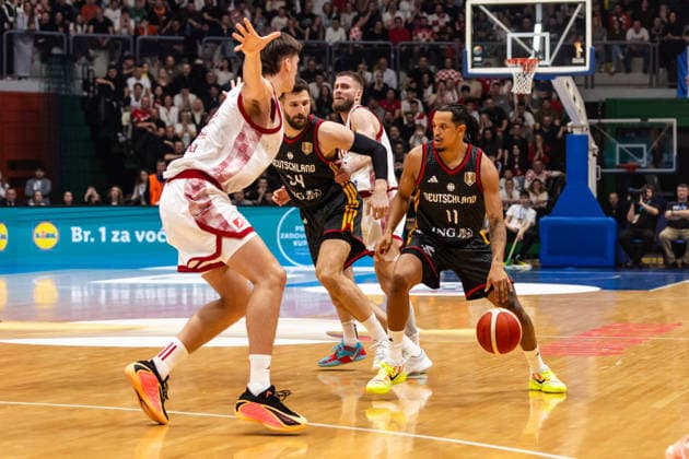 GER, FIBA Basketball World Cup 2027, European Qualifiers, Kroatien-Deutschland. 27.02.2026, Drazen Petrovic Basketball Center, Zagreb, GER, FIBA Basketball World Cup 2027, European Qualifiers, Kroatien-Deutschland. Nelson Weidemann (Deutschland, No11) Â Foto: Alexander Trienitz Zagreb Drazen Petrovic Basketball Center Zagreb Kroatien