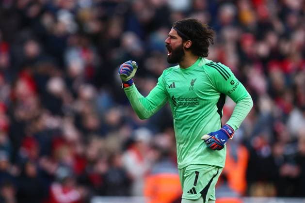 Alisson Becker of Liverpool celebrates the 4th goal Liverpool v West Ham United, Premier League, Football, Anfield, Liverpool, UK - 28 Feb 2026Liverpool Anfield United Kingdom EDITORIAL USE ONLY No use with unauthorised audio, video, data, fixture lists, club league logos or live services. Online in-match use limited to 120 images, no video emulation. No use in betting, games or single club league player publications. Copyright: xPaulxCurrie Shutterstockx 16708425ds