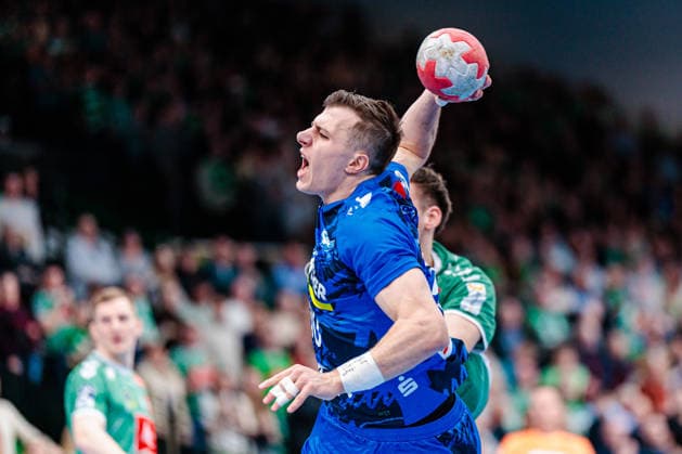 Marco Mengon (TVB Stuttgart, 30) im Torwurf GER, GWD Minden vs. TVB Stuttgart, Handball, 1. Bundesliga, 23. Spieltag, Spielzeit 2025 2026, 01.03.2026 GER, GWD Minden vs. TVB Stuttgart, Handball, 1. Bundesliga, 23. Spieltag, Spielzeit 2025 2026, 01.03.2026 Minden Copyright: xEibner-Pressefoto JanxRollingerx EP_JSK