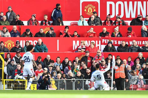 Maxence Lacroix of Crystal Palace celebrates scoring their sides first goal Manchester United, ManU v Crystal Palace, Premier League, Football, Old Trafford, Manchester, UK - 01 Mar 2026Manchester Old Trafford United Kingdom EDITORIAL USE ONLY No use with unauthorised audio, video, data, fixture lists, club league logos or live services. Online in-match use limited to 120 images, no video emulation. No use in betting, games or single club league player publications. Copyright: xPhilxOldham Shutterstockx 16708837q