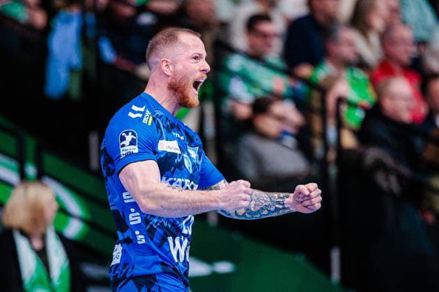 Patrick Zieker (TVB Stuttgart, 25) jubelt freut sich GER, GWD Minden vs. TVB Stuttgart, Handball, 1. Bundesliga, 23. Spieltag, Spielzeit 2025 2026, 01.03.2026 GER, GWD Minden vs. TVB Stuttgart, Handball, 1. Bundesliga, 23. Spieltag, Spielzeit 2025 2026, 01.03.2026 Minden Copyright: xEibner-Pressefoto JanxRollingerx EP_JSK