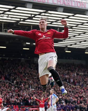 Manchester, England, 1st March 2026. Benjamin Sesko of Manchester United, ManU celebrates scoring the second goal during the Manchester United vs Crystal Palace Premier League match at Old Trafford, Manchester. Picture credit should read: Andrew Yates Sportimage EDITORIAL USE ONLY. No use with unauthorised audio, video, data, fixture lists, club league logos or live services. Online in-match use limited to 120 images, no video emulation. No use in betting, games or single club league player publications. SPI_060_AY_Man_Utd_Palace SPI-4566-0060
