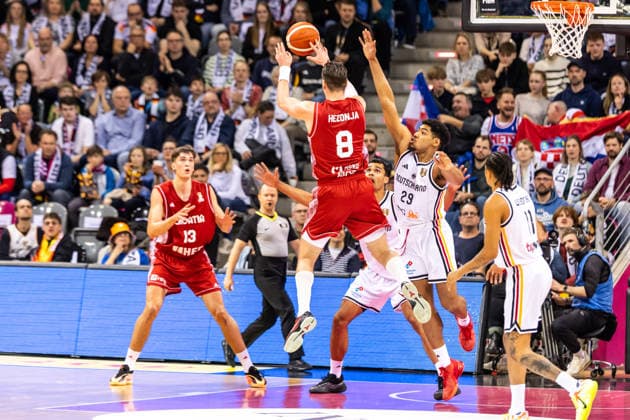 GER, FIBA Basketball World Cup 2027, European Qualifiers, Deutschland-Kroatien. 01.03.2026, Telekom Dome, Bonn, GER, FIBA Basketball World Cup 2027, European Qualifiers, Deutschland-Kroatien. Mario Hezonja (Kroatien, No8) Â Foto: Alexander Trienitz Bonn Telekom Dome Nordrhein-Westfalen Deutschland