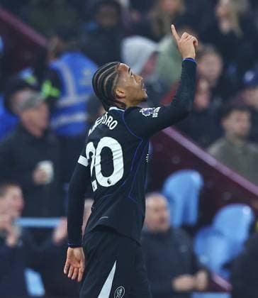 Joao Pedro of Chelsea celebrates scoring a goal to make it 1-4 Aston Villa v Chelsea, Premier League, Football, Villa Park, Birmingham, UK - 04 Mar 2026Birmingham Villa Park United Kingdom EDITORIAL USE ONLY No use with unauthorised audio, video, data, fixture lists, club league logos or live services. Online in-match use limited to 120 images, no video emulation. No use in betting, games or single club league player publications. Copyright: xMattxWest Shutterstockx 16720016am