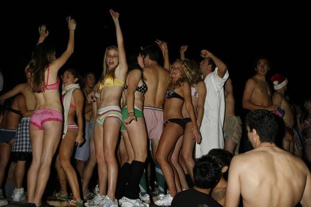 December 14, 2006 - Westwood, CA, U.S. - 13 December 2006 - Westwood, California - UCLA students participate in the Undie Run . Over five thousand University of California - Los Angeles students run through the streets in their underwear to ensure good grades on their final exams. Photo Credit: Russ Elliot AdMedia Copyright: xRussxElliotAdmediax