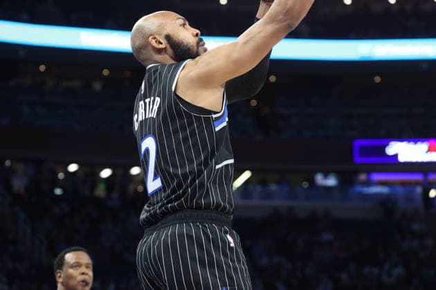 March 5, 2026, Orlando, Fl - Florida, USA: Orlando Magic guard Jevon Carter shoots against the Dallas Mavericks during the NBA, Basketball Herren, USA game at the Kia Center on Thursday, March 5, 2026, in Orlando, Florida. Orlando USA - ZUMAm67_ 20260305_zaf_m67_008 Copyright: xStephenxM.xDowellx