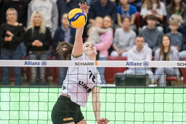 Lena Schultze (USC Muenster, 16) GER, Allianz MTV Stuttgart - USC Muenster, Volleyball Bundesliga, VBL, Spielzeit 2025 2026, 07.03.2026 GER, Allianz MTV Stuttgart - USC Muenster, Volleyball Bundesliga, VBL, Spielzeit 2025 2026, 07.03.2026 Stuttgart Copyright: xSandyxDinkelackerx EP_SDR