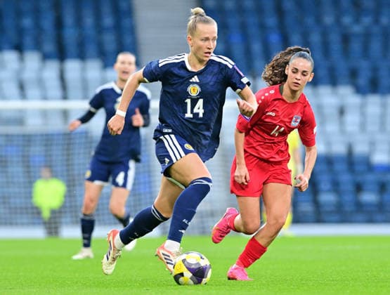 Rachel McLaughlin of Scotland and Olivier Konsbruck of Luxembourg Scotland Women v Luxembourg Women, 2027 FIFA Women s World Cup Qualifiers, Group D, Football, Hampden Park, Glasgow, Scotland, UK - 07 Mar 2026Glasgow Hampden Park Scotland United Kingdom EDITORIAL USE ONLY No use with unauthorised audio, video, data, fixture lists, club league logos or live services. Online in-match use limited to 120 images, no video emulation. No use in betting, games or single club league player publications. Copyright: xMarkxRunnacles Shutterstockx 16723654ba