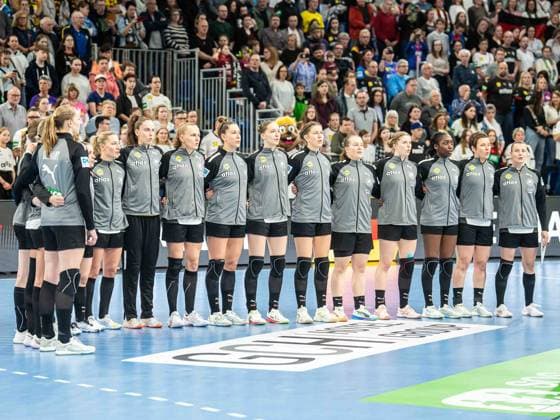 Die deutsche Mannschaft vor dem Spiel, Deutschland vs. Slowenien, Handball, EM-Qualifikation, Frauen, Spielzeit 2025 2026, 08.03.2026, Deutschland vs. Slowenien, Handball, EM-Qualifikation, Frauen, Spielzeit 2025 2026, 08.03.2026 Heidelberg Copyright: xEibner-Pressefoto MichaelxSchmidx EP_MST