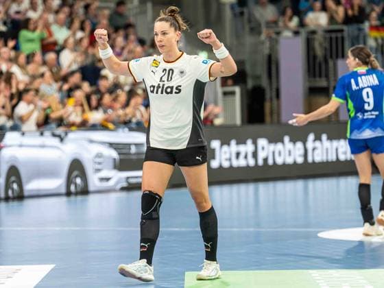 Emily Vogel (Deutschland, 20) jubelt, Deutschland vs. Slowenien, Handball, EM-Qualifikation, Frauen, Spielzeit 2025 2026, 08.03.2026, Deutschland vs. Slowenien, Handball, EM-Qualifikation, Frauen, Spielzeit 2025 2026, 08.03.2026 Heidelberg Copyright: xEibner-Pressefoto MichaelxSchmidx EP_MST