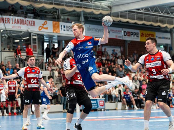 Sascha Pfattheicher (HBW Balingen-Weilstetten, 30) beim Torwurf HSG Nordhorn-Lingen vs. HBW Balingen-Weilstetten , Handball, 2. Bundesliga, 23. Spieltag, Saison 2025 2026, 08.03.2026 HSG Nordhorn-Lingen vs. HBW Balingen-Weilstetten , Handball, 2. Bundesliga, 23. Spieltag, Saison 2025 2026, 08.03.2026 Nordhorn Copyright: xEibner-Pressefoto DamianxKruczynx EP_DKI