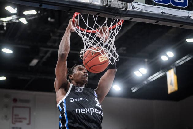 Devon Daniels IV (Veolia Towers Hamburg, 21) versenkt Basketball im Korb, Dunking GER, MHP Riesen Ludwigsburg - Veolia Towers Hamburg, Basketball Bundesliga, easycredit BBL, 23. Spieltag, Spielzeit 2025 2026, 08.03.2026 GER, MHP Riesen Ludwigsburg - Veolia Towers Hamburg, Basketball Bundesliga, easycredit BBL, 23. Spieltag, Spielzeit 2025 2026, 08.03.2026 Ludwigsburg Copyright: xSandyxDinkelackerx EP_SDR