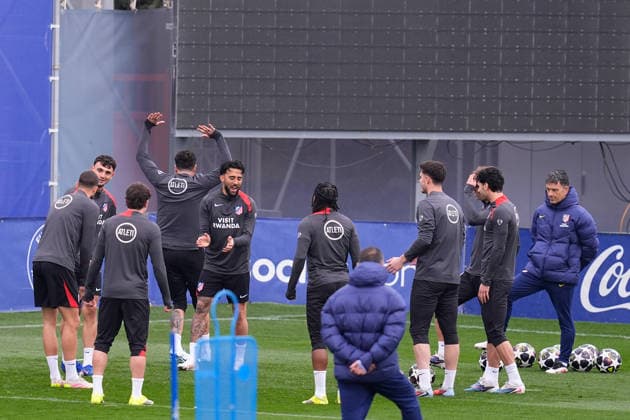 March 9, 2026, Majadahonda, Madrid, Spain: Jose Maria Gimenez and Nico Gonzalez during the training day of Atletico de Madrid ahead the UEFA Champions League 2025 26 match against Tottenham Hotspur at Ciudad Deportiva Wanda Atletico de Madrid on March 09, 2026, in Majadahonda, Madrid, Spain. Atletico De Madrid Training Session And press conference, PK, Pressekonferenz - UEFA Champions League 2025 26 - ZUMAa181 20260309_zaa_a181_043 Copyright: xDennisxAgyemanx