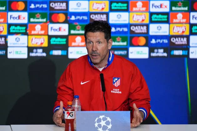 March 9, 2026, Madrid, Madrid, Spain: Diego Pablo Simeone, head coach of Atletico de Madrid, attends his press conference, PK, Pressekonferenz during the training day of Atletico de Madrid ahead the UEFA Champions League 2025 26 match against Tottenham Hotspur at Riyadh Air Metropolitano on March 09, 2026, in Madrid, Spain. Atletico De Madrid Training Session And Press Conference - UEFA Champions League 2025 26 - ZUMAa181 20260309_zaa_a181_079 Copyright: xDennisxAgyemanx