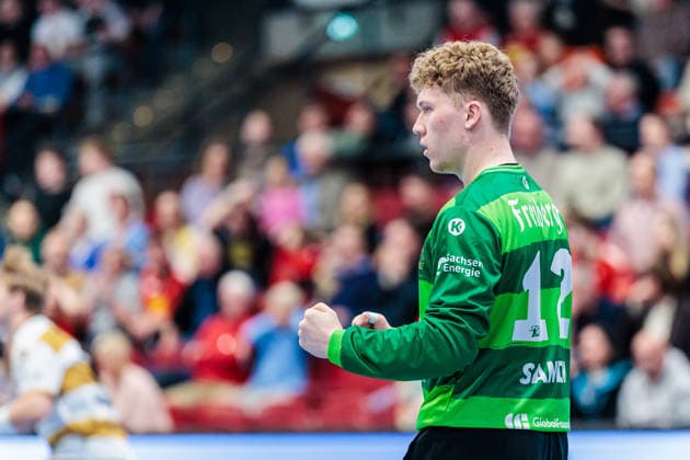 Oliver Sandin (HC Elbflorenz 2006, 12) jubelt freut sich GER, TuS N-Luebbecke vs. HC Elbflorenz 2006, Handball, 2. Bundesliga, 23. Spieltag, Spielzeit 2025 2026, 09.03.2026 GER, TuS N-Luebbecke vs. HC Elbflorenz 2006, Handball, 2. Bundesliga, 23. Spieltag, Spielzeit 2025 2026, 09.03.2026 Luebbecke Copyright: xEibner-Pressefoto JanxRollingerx EP_JSK