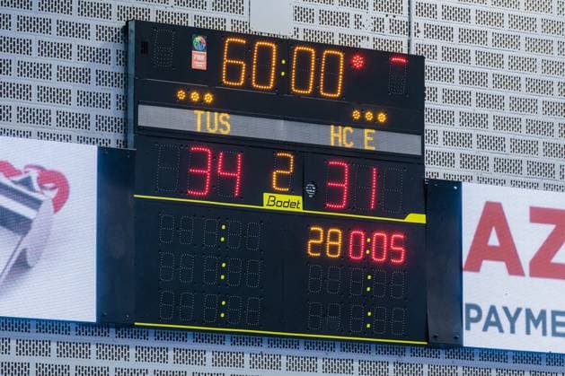 Endstand auf der Anzeigetafel in der Merkur Arena GER, TuS N-Luebbecke vs. HC Elbflorenz 2006, Handball, 2. Bundesliga, 23. Spieltag, Spielzeit 2025 2026, 09.03.2026 GER, TuS N-Luebbecke vs. HC Elbflorenz 2006, Handball, 2. Bundesliga, 23. Spieltag, Spielzeit 2025 2026, 09.03.2026 Luebbecke Copyright: xEibner-Pressefoto JanxRollingerx EP_JSK