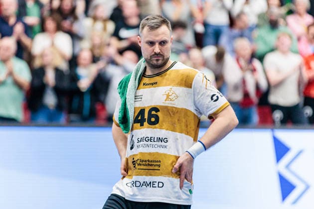 Jonas Thuemmler (HC Elbflorenz 2006, 46) ist enttaeuscht traurig nach 34:31 Niederlage GER, TuS N-Luebbecke vs. HC Elbflorenz 2006, Handball, 2. Bundesliga, 23. Spieltag, Spielzeit 2025 2026, 09.03.2026 GER, TuS N-Luebbecke vs. HC Elbflorenz 2006, Handball, 2. Bundesliga, 23. Spieltag, Spielzeit 2025 2026, 09.03.2026 Luebbecke Copyright: xEibner-Pressefoto JanxRollingerx EP_JSK
