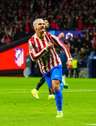 Antoine Griezmann of Atletico Madrid celebrates scoring a goal after making it 2-0 Atletico Madrid v Tottenham Hotspur, UEFA Champions League, Round of 16, First Leg, Football, Riyadh Air Metropolitano, Madrid, Spain - 10 Mar 2026Madrid Riyadh Air Metropolitano Spain EDITORIAL USE ONLY No use with unauthorised audio, video, data, fixture lists, club league logos or live services. Online in-match use limited to 120 images, no video emulation. No use in betting, games or single club league player publications. Copyright: xJavierxGarcia Shutterstockx 16740273y