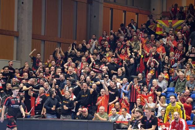 Jubel, Freude nach der Fans, Zuschauer HC Vardar , GER, MT Melsungen - HC Vardar 1961 PRO Skopje (MKD), Handball, EHF European League Maenner, Main Round, Saison 2025 2026, 10.03.2026, GER, MT Melsungen - HC Vardar Skopje, Handball, EHF Maenner, Main Round, Saison 2025 2026, 10.03.2026 Kassel Copyright: xEibner-Pressefotox xRolandxSippelx EP_RSL