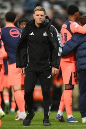 Newcastle United manager Eddie Howe at the end of the match Newcastle United v Barcelona, UEFA Champions League, Round of 16, First Leg, Football, St James Park, Newcastle, UK - 10 Mar 2026Newcastle St James Park United Kingdom EDITORIAL USE ONLY No use with unauthorised audio, video, data, fixture lists, club league logos or live services. Online in-match use limited to 120 images, no video emulation. No use in betting, games or single club league player publications. Copyright: xRichardxLee Shutterstockx 16740284cq