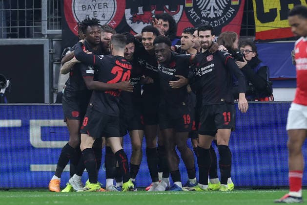 GER, UEFA CL, Achtelfinale, Bayer 04 Leverkusen (GER) vs. FC Arsenal (ENG), 11.03.2026, BayArena, Leverkusen, GER, UEFA CL, Achtelfinale, Bayer 04 Leverkusen (GER) vs. FC Arsenal (ENG), , im Bild: 1:0 fuer Leverkusen durch Robert Andrich (Leverkusen 8), Torjubel Jubel Jubellauf, Edmond Tapsobsa (Leverkusen 12), Ibrahim Maza (Leverkusen 30), Ãlex Grimaldo (Leverkusen 20), Martin Terrier (Leverkusen 11), Aleix Garcia (Leverkusen 24), Ernest Poku (Leverkusen 19),