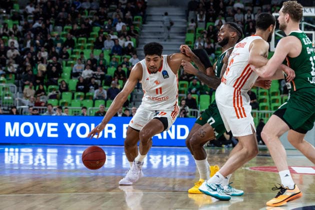 GER, BKT EuroCup, Saison 2025 2026, Achteffinale, Cedevita Olimpija Ljubljana- Niners Chemnitz 11.03.2026, Arena Stozice, Ljubljana, GER, BKT EuroCup, Saison 2025 2026, Achteffinale, Cedevita Olimpija Ljubljana- Niners Chemnitz Kostja Mushidi (Niners Chemnitz, 11) Foto Alexander Trienitz Ljubljana Arena Stozice Slowenien