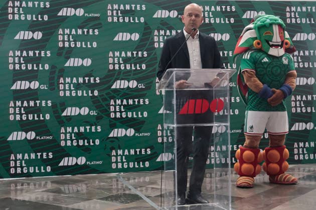 March 11, 2026, Mexico City, Cdmx, Mexico: At the Eastern Bus Terminal (TAPO), the bus company Autobuses de Oriente (ADO) unveiled the official bus of the Mexican National Football Team, which will transport them throughout the 2026 FIFA World Cup, WM, Weltmeisterschaft, Fussball This brand-new bus features details and logos of the team, along with the slogan Lovers of Pride. LUIS VALDIVIA FIGUEROA, General Manager of TAPO, emphasized that this initiative connects sports and national identity with the millions of football fans. Mexico City Mexico - ZUMAp204 20260311_zip_p204_003 Copyright: xJosuexPerezx