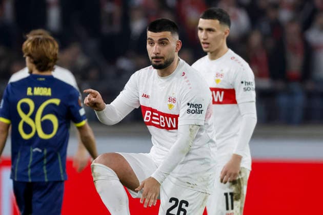 Deniz Undav (VfB Stuttgart, 26), Mimik, Gesichtsausdruck, Emotion , Deutschland, Fussball, UEFA Europa League, Achtelfinale, 2025 2026, VfB Stuttgart vs. FC Porto, 12.03.2026, Stuttgart Arena Stuttgart Deutschland Copyright: xGrantxHubbsx