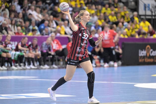 Neele Mara Orth (HSG Bensheim Auerbach, 32) Thueringer HC vs. HSG Bensheim Auerbach, Handball, Frauen, DHB Pokal Haushahn Final 4, Halbfinale, Saison 2025 2026, 14.03.2026 Thueringer HC vs. HSG Bensheim Auerbach, Handball, Frauen, DHB Pokal Haushahn Final 4, Halbfinale, Saison 2025 2026, 14.03.2026 Stuttgart Copyright: xEibner-Pressefoto TobiasxBaurx EP_TBR