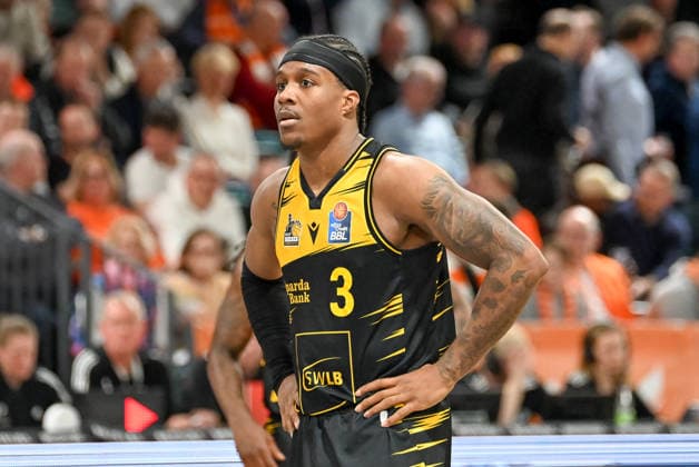 Stefan Smith (MHP Riesen Ludwigsburg, 03) RASTA Vechta vs. MHP Riesen Ludwigsburg, easyCredit Basketball Bundesliga, 24. Spieltag, Saison 2025 2026, 14.03.2026, RASTA Vechta vs. MHP Riesen Ludwigsburg, easyCredit Basketball Bundesliga, 24. Spieltag, Saison 2025 2026, 14.03.2026 Vechta Copyright: xEibner-Pressefoto RobertxGertzenx EP_RGN