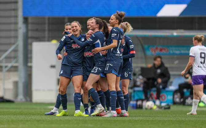 GER, Hoffenheim, TSG Hoffenheim vs SGS Essen, Google Pixel Frauen Bundesliga, Fussball, DFB, Spielzeit 2025 2026, Dietmar-Hopp-Stadion, 20. Spieltag im Bild: Lisann Kaut (TSG Hoffenheim Frauen 4) erzielt das 2:0, im Tor, Jubel und Freude, Emotionen DFB DFL REGULATIONS PROHIBIT ANY USE OF PHOTOGRAPHS AS IMAGE SEQUENCES AND OR QUASI-VIDEO, 15.03.2026 Copyright: HMBxMedia HendrikxHamelau