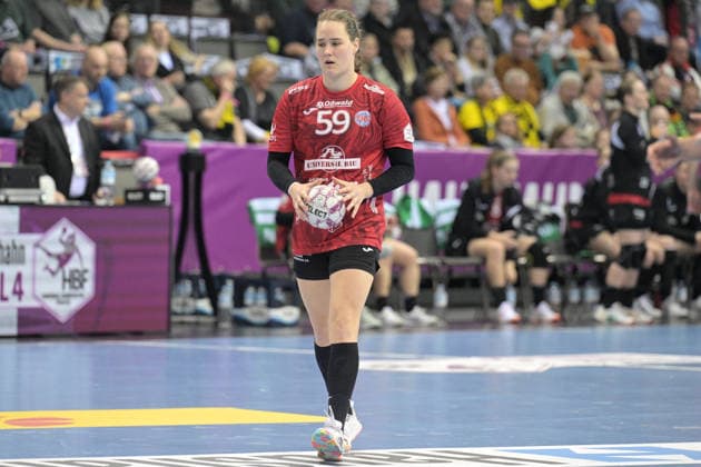 Csenge Kuczora (Thueringer HC, 59) beim 7-Meter Thueringer HC vs. HSG Blomberg-Lippe, Handball, Frauen, DHB Pokal Haushahn Final 4, Finale, Saison 2025 2026, 15.03.2026 Thueringer HC vs. HSG Blomberg-Lippe, Handball, Frauen, DHB Pokal Haushahn Final 4, Finale, Saison 2025 2026, 15.03.2026 Stuttgart Copyright: xEibner-Pressefoto TobiasxBaurx EP_TBR