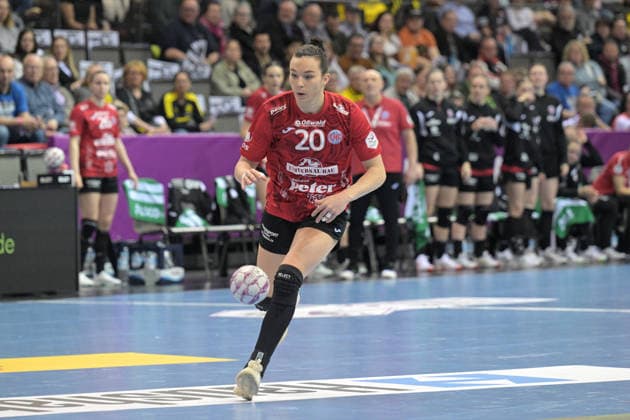 Jana Scheib (Thueringer HC, 20) am mit Ball Thueringer HC vs. HSG Blomberg-Lippe, Handball, Frauen, DHB Pokal Haushahn Final 4, Finale, Saison 2025 2026, 15.03.2026 Thueringer HC vs. HSG Blomberg-Lippe, Handball, Frauen, DHB Pokal Haushahn Final 4, Finale, Saison 2025 2026, 15.03.2026 Stuttgart Copyright: xEibner-Pressefoto TobiasxBaurx EP_TBR