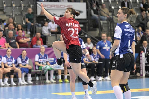 Natsuki Aizawa (Thueringer HC, 23) beim Wurf Torr Thueringer HC vs. HSG Blomberg-Lippe, Handball, Frauen, DHB Pokal Haushahn Final 4, Finale, Saison 2025 2026, 15.03.2026 Thueringer HC vs. HSG Blomberg-Lippe, Handball, Frauen, DHB Pokal Haushahn Final 4, Finale, Saison 2025 2026, 15.03.2026 Stuttgart Copyright: xEibner-Pressefoto TobiasxBaurx EP_TBR
