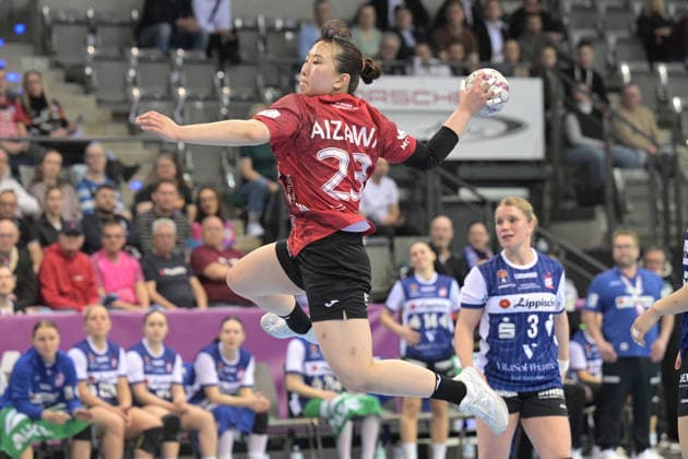 Natsuki Aizawa (Thueringer HC, 23) beim Wurf Tor Thueringer HC vs. HSG Blomberg-Lippe, Handball, Frauen, DHB Pokal Haushahn Final 4, Finale, Saison 2025 2026, 15.03.2026 Thueringer HC vs. HSG Blomberg-Lippe, Handball, Frauen, DHB Pokal Haushahn Final 4, Finale, Saison 2025 2026, 15.03.2026 Stuttgart Copyright: xEibner-Pressefoto TobiasxBaurx EP_TBR
