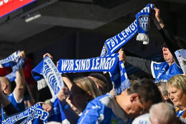 TBV Lemgo Lippe, Fans, Schals TBV Lemgo Lippe vs. Frisch Auf Goeppingen, Handball, 1. Bundesliga, 25. Spieltag, Saison 2025 2026, 15.03.2026, TBV Lemgo Lippe vs. Frisch Auf Goeppingen, Handball, 1. Bundesliga, 25. Spieltag, Saison 2025 2026, 15.03.2026 Lemgo Copyright: xEibner-Pressefoto RobertxGertzenx EP_RGN
