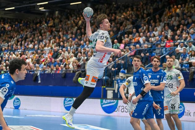 Erik Persson (Frisch Auf Goeppingen, 22) wirft TBV Lemgo Lippe vs. Frisch Auf Goeppingen, Handball, 1. Bundesliga, 25. Spieltag, Saison 2025 2026, 15.03.2026, TBV Lemgo Lippe vs. Frisch Auf Goeppingen, Handball, 1. Bundesliga, 25. Spieltag, Saison 2025 2026, 15.03.2026 Lemgo Copyright: xEibner-Pressefoto RobertxGertzenx EP_RGN
