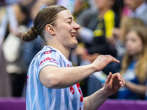 Isabell Hurst (HSG Bensheim Auerbach, 05) vor dem Spiel, HSG Bensheim Auerbach vs. Borussia Dortmund, Handball, DHB Pokal Haushahn Final 4, Finale, Spielzeit 2025 2026, 15.03.2026 HSG Bensheim Auerbach vs. Borussia Dortmund, Handball, DHB Pokal Haushahn Final 4, Finale, Spielzeit 2025 2026, 15.03.2026 Stuttgart Copyright: xMichaelxSchmidt Eibner-Pressefotx EP_MST