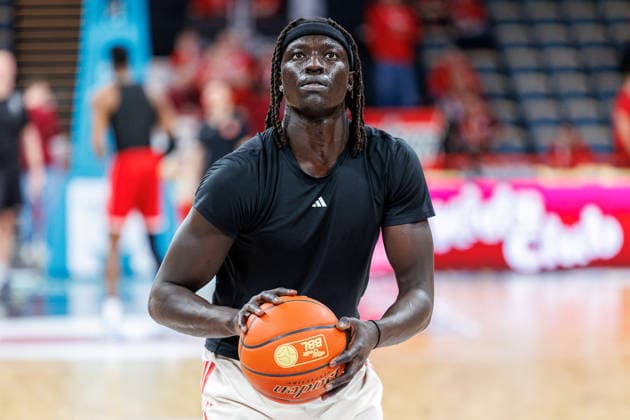 Wenyen Gabriel (FC Bayern Muenchen Basketball, 32), Einzelbild, Einzelfoto, Portrait, Portraet, Aufwaermen, warm up, vor Spielbeginn, BMA365 Bamberg Baskets vs. FC Bayern Muenchen Basketball, Basketball, easyCredit BBL, 24. Spieltag, 15.03.2026 BMA365 Bamberg Baskets vs. FC Bayern Muenchen Basketball, Basketball, easyCredit BBL, 24. Spieltag, 15.03.2026 Bamberg Copyright: xEibner-Pressefoto G.xSantemizx EP_EER