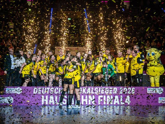 Borussia Dortmund gewinnt den Haushahn DHB-Pokal 2026, HSG Bensheim Auerbach vs. Borussia Dortmund, Handball, DHB Pokal Haushahn Final 4, Finale, Spielzeit 2025 2026, 15.03.2026 HSG Bensheim Auerbach vs. Borussia Dortmund, Handball, DHB Pokal Haushahn Final 4, Finale, Spielzeit 2025 2026, 15.03.2026 Stuttgart Copyright: xMichaelxSchmidt Eibner-Pressefotx EP_MST
