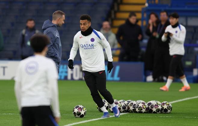 . - Paris Saint-Germain FC press conference, PK, Pressekonferenz and Training Session, MD-1, UEFA Champions League, Round Of 16, 2nd Leg, Chelsea FC v Paris Saint-Germain FC, Stamford Bridge Stadium, London, UK - 16th March 2026. Daniel Weir Crystal Pix Desire Doue of Paris Saint-Germain. - Paris Saint-Germain FC Press Conference and Training Session, MD-1, UEFA Champions League, Round Of 16, 2nd Leg, Chelsea FC v Paris Saint-Germain FC, Stamford Bridge Stadium, London, UK - 16th March 2026. Daniel Weir Crystal Pix London Stamford Bridge Stadium UK Copyright: xDanielxWeirx CP_PSG_Press Conference_Training_160326_DW42