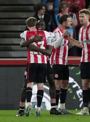 Michael Kayode of Brentford celebrates scoring his first ever goal for Brentford Brentford v Wolverhampton Wanderers, Premier League, Football, Gtech Community Stadium, London, UK - 16 Mar 2026London Gtech Community Stadium United Kingdom EDITORIAL USE ONLY No use with unauthorised audio, video, data, fixture lists, club league logos or live services. Online in-match use limited to 120 images, no video emulation. No use in betting, games or single club league player publications. Copyright: xJedxLeicester Shutterstockx 16776303e