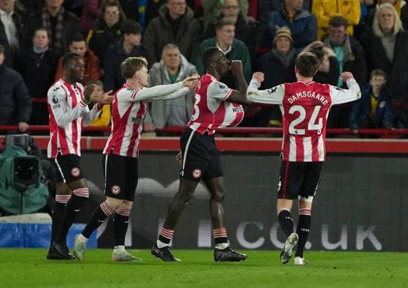 Michael Kayode of Brentford celebrates scoring his first ever goal for Brentford Brentford v Wolverhampton Wanderers, Premier League, Football, Gtech Community Stadium, London, UK - 16 Mar 2026London Gtech Community Stadium United Kingdom EDITORIAL USE ONLY No use with unauthorised audio, video, data, fixture lists, club league logos or live services. Online in-match use limited to 120 images, no video emulation. No use in betting, games or single club league player publications. Copyright: xJedxLeicester Shutterstockx 16776303f