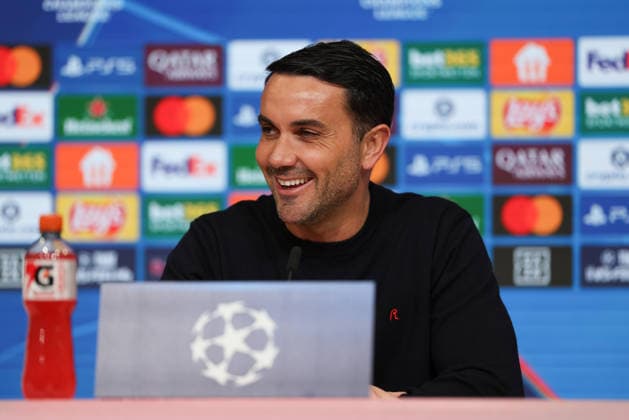 Raffaele Palladino (Atalanta Bergamo, Chef-Trainer) bei der Pressekonferenz, GER, Internationale Pressekonferenz, Atalanta Bergamo, Fussball, UEFA Champions League, Achtelfinale, Rueckspiel, Saison 2025 2026, 17.03.2026, GER, Internationale Pressekonferenz, Atalanta Bergamo, Fussball, UEFA Champions League, Achtelfinale, Rueckspiel, Saison 2025 2026, 17.03.2026 Muenchen Copyright: xEibner-Pressefoto JennixMaulx EP_JML