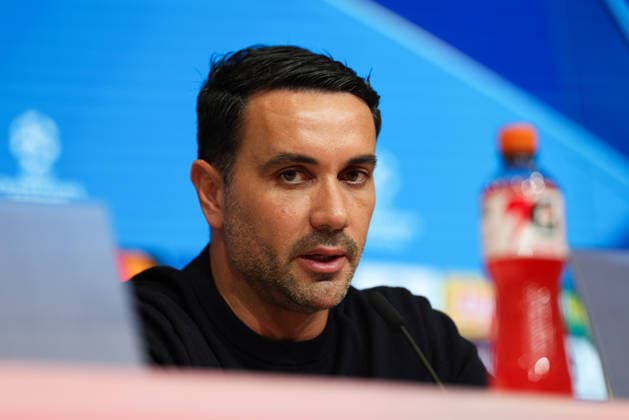 Raffaele Palladino (Atalanta Bergamo, Chef-Trainer) bei der Pressekonferenz, GER, Internationale Pressekonferenz, Atalanta Bergamo, Fussball, UEFA Champions League, Achtelfinale, Rueckspiel, Saison 2025 2026, 17.03.2026, GER, Internationale Pressekonferenz, Atalanta Bergamo, Fussball, UEFA Champions League, Achtelfinale, Rueckspiel, Saison 2025 2026, 17.03.2026 Muenchen Copyright: xEibner-Pressefoto JennixMaulx EP_JML