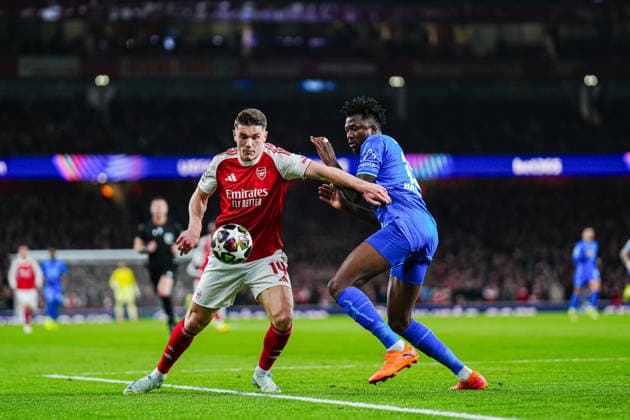 Viktor Gyökeres (FC Arsenal, 14), Edmond Tapsoba (Bayer 04 Leverkusen, 12) ENG, FC Arsenal vs. Bayer 04 Leverkusen, Fussball, UEFA Champions League, Achtelfinale, Spielzeit 2025 2026, 17.03.2026 ENG, FC Arsenal vs. Bayer 04 Leverkusen, Fussball, UEFA Champions League, Achtelfinale, Spielzeit 2025 2026, 17.03.2026 London Copyright: xEibner-Pressefoto MarcelxvonxFehrnx EP_MFN