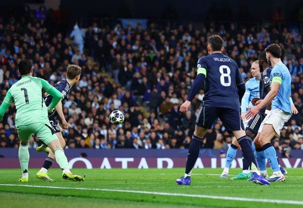 Erling Haaland of Manchester City scores a goal to make it 1-1 Manchester City v Real Madrid, UEFA Champions League, Round of 16, Second Leg, Football, Etihad Stadium, Manchester, UK - 17 Mar 2026Manchester Etihad Stadium United Kingdom EDITORIAL USE ONLY No use with unauthorised audio, video, data, fixture lists, club league logos or live services. Online in-match use limited to 120 images, no video emulation. No use in betting, games or single club league player publications. Copyright: xMattxWest Shutterstockx 16776379ab