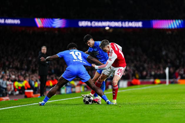 Ernest Poku (Bayer 04 Leverkusen, 19), Exequiel Palacios (Bayer 04 Leverkusen, 25), Leandro Trossard (FC Arsenal, 19) ENG, FC Arsenal vs. Bayer 04 Leverkusen, Fussball, UEFA Champions League, Achtelfinale, Spielzeit 2025 2026, 17.03.2026 ENG, FC Arsenal vs. Bayer 04 Leverkusen, Fussball, UEFA Champions League, Achtelfinale, Spielzeit 2025 2026, 17.03.2026 London Copyright: xEibner-Pressefoto MarcelxvonxFehrnx EP_MFN